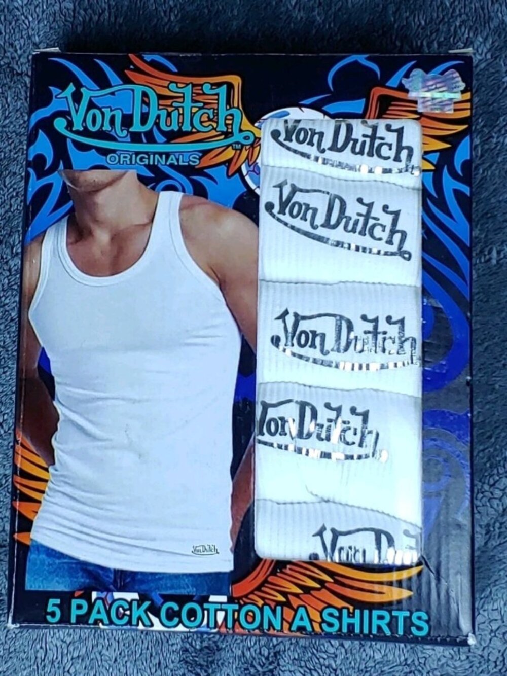 VON DUTCH Men’s A-Shirt Tank Tops 5-Pack Ribbed Cotton Undershirts XL New In Box
